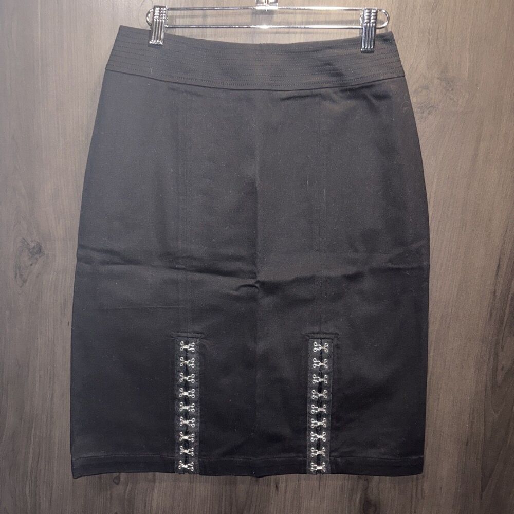 christine phillipe hook-and-eye embellished slit Skirt